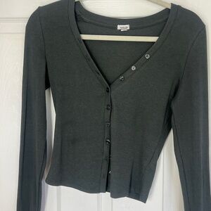 Garage Charcoal Button-Down Top